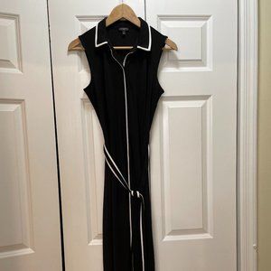 Talbots Women's Midi Jersey Shirtdress Button Down Self Tie Side Slit MP